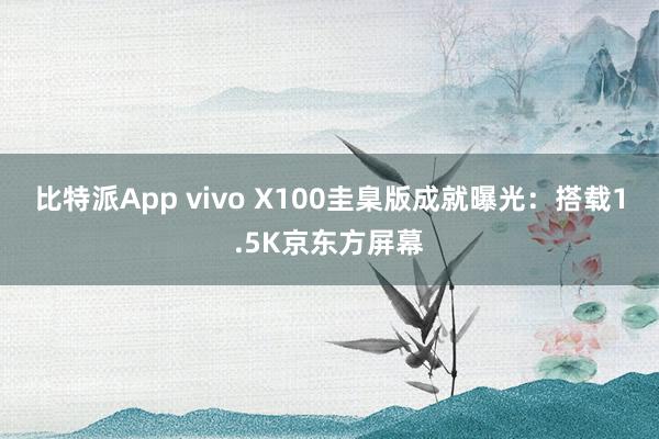 比特派App vivo X100圭臬版成就曝光：搭载1.5K京东方屏幕
