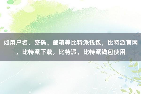 如用户名、密码、邮箱等比特派钱包，比特派官网，比特派下载，比特派，比特派钱包使用