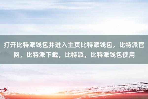 打开比特派钱包并进入主页比特派钱包，比特派官网，比特派下载，比特派，比特派钱包使用