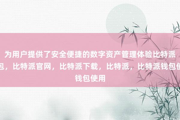 为用户提供了安全便捷的数字资产管理体验比特派钱包，比特派官网，比特派下载，比特派，比特派钱包使用